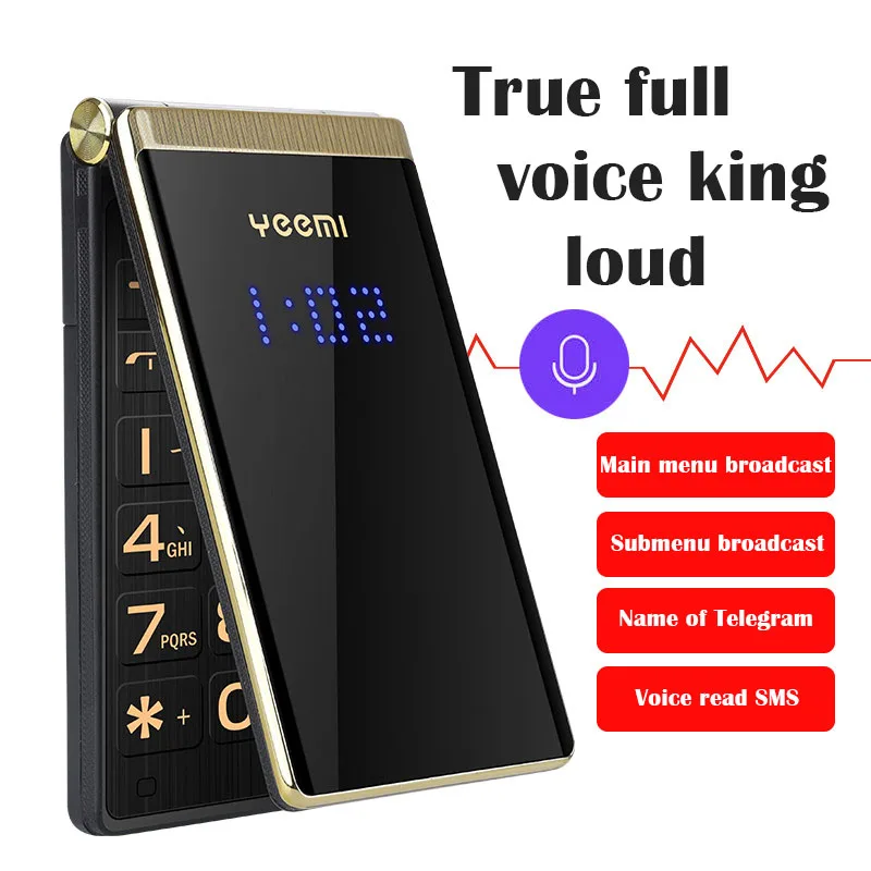 Case Gift GSM 2.8" Dual Screen Senior Flip Two SIM speed dial FM MP3 MP4 recorder Mobile Phones Russian Keyboard Button