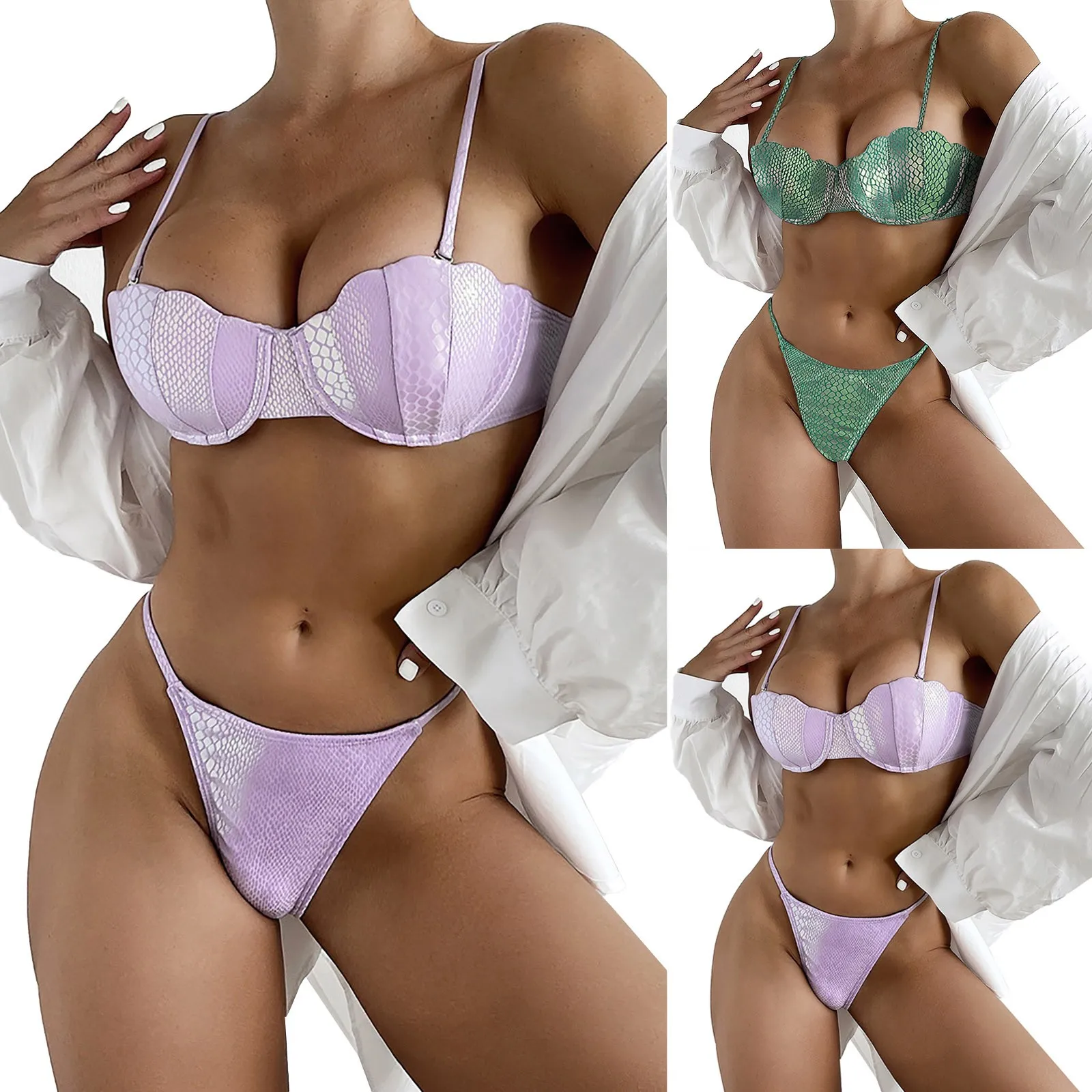 Swimsuit Bikinis Sets For Teens 2 Piece Bikini Bathing 2025 Suit Reflective Colorful Mermaid new Triangle Swimsuit Women's Swimsuit 2023