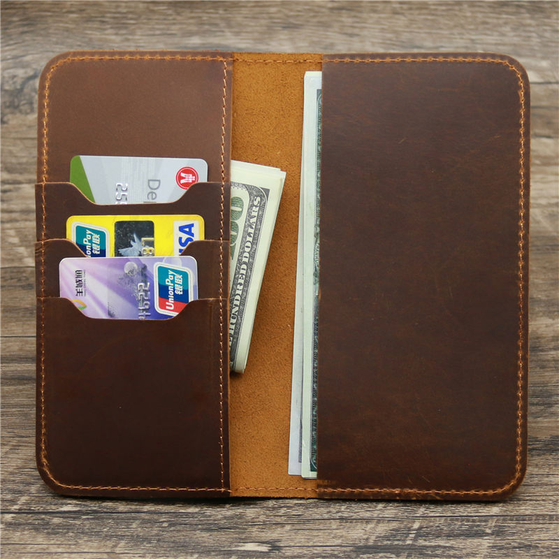 Retro Crazy Horse Leather Men's Wallet First Layer Leather Large Capacity Clutch Leather Long Wallet Handmade wallet