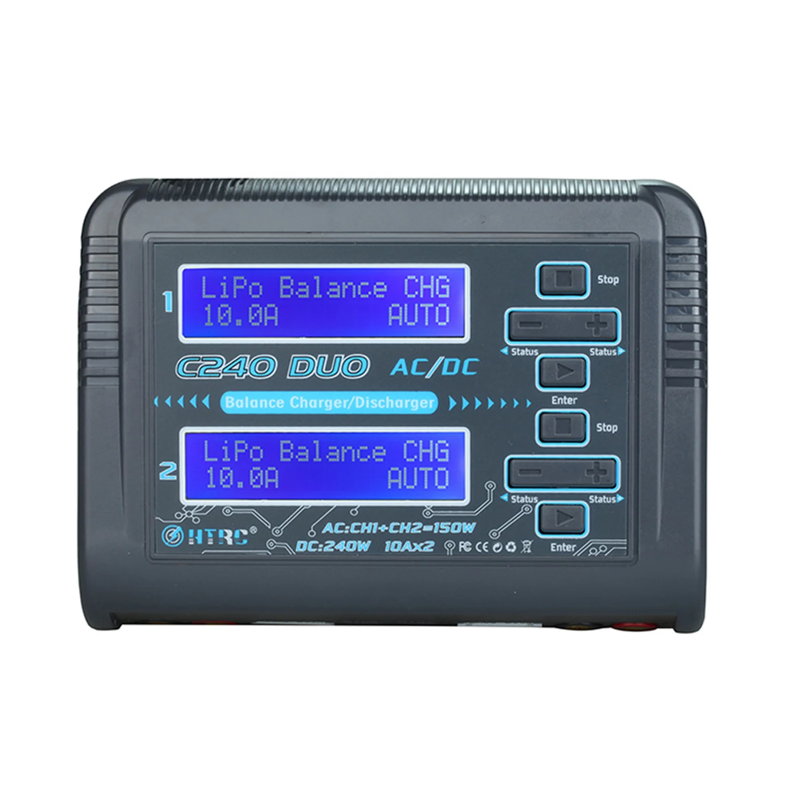 HTRC C240 DUO Lipo Balance Charger for 1-6S LiPo/Li-ion/Life 1-15S NiCd/NiMH Dual Channel AC 150W DC 240W C240 C150 RC Charger