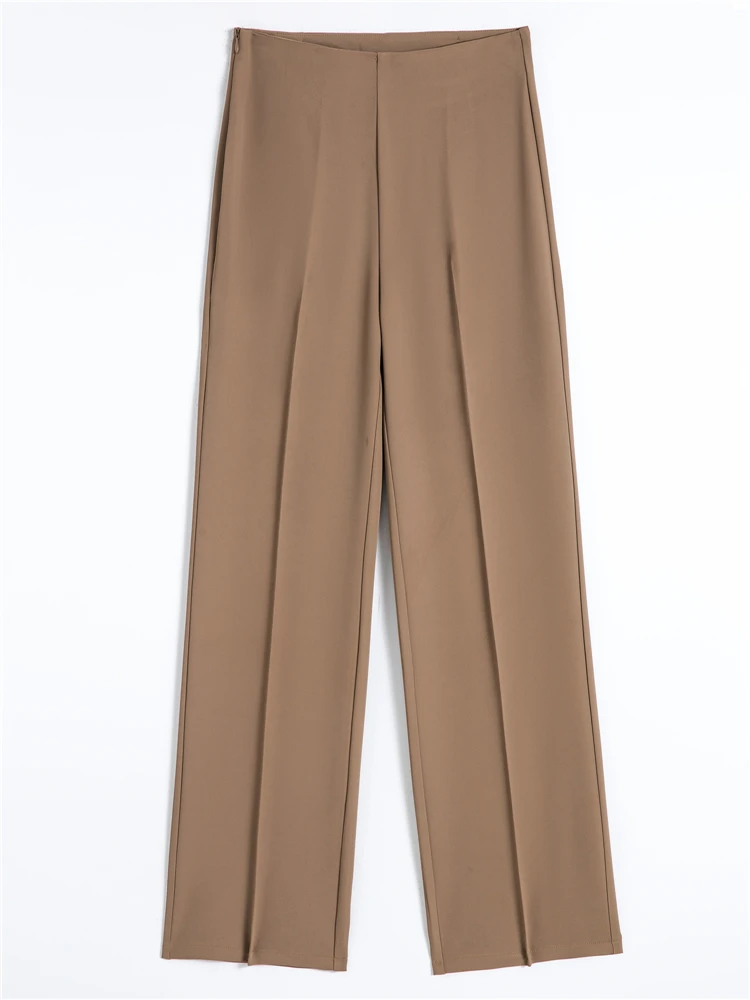 High Waist Khaki Suit Wide Leg Women's Full Pants Spring Summer new Female Elegant Minimalism Straight Loose 2025 Trousers 2023 New