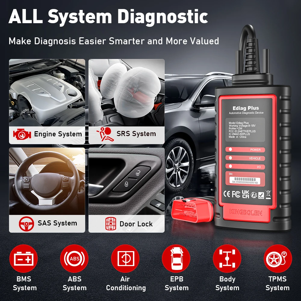Ediag Plus Car KINGBOLEN Diagnostic Scanner OBD Obd2 Bluetooth Tools CANFD ddmysmile Protocol ALL System ECU Coding Active Test 16 Reset Smile