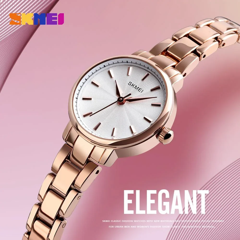 SKMEI 1410 Luxury Quartz Women Watch Ladies Versatile Steel Waterproof Elegant Women's Wristwatches Girl Clock 1252 Reloj mujer