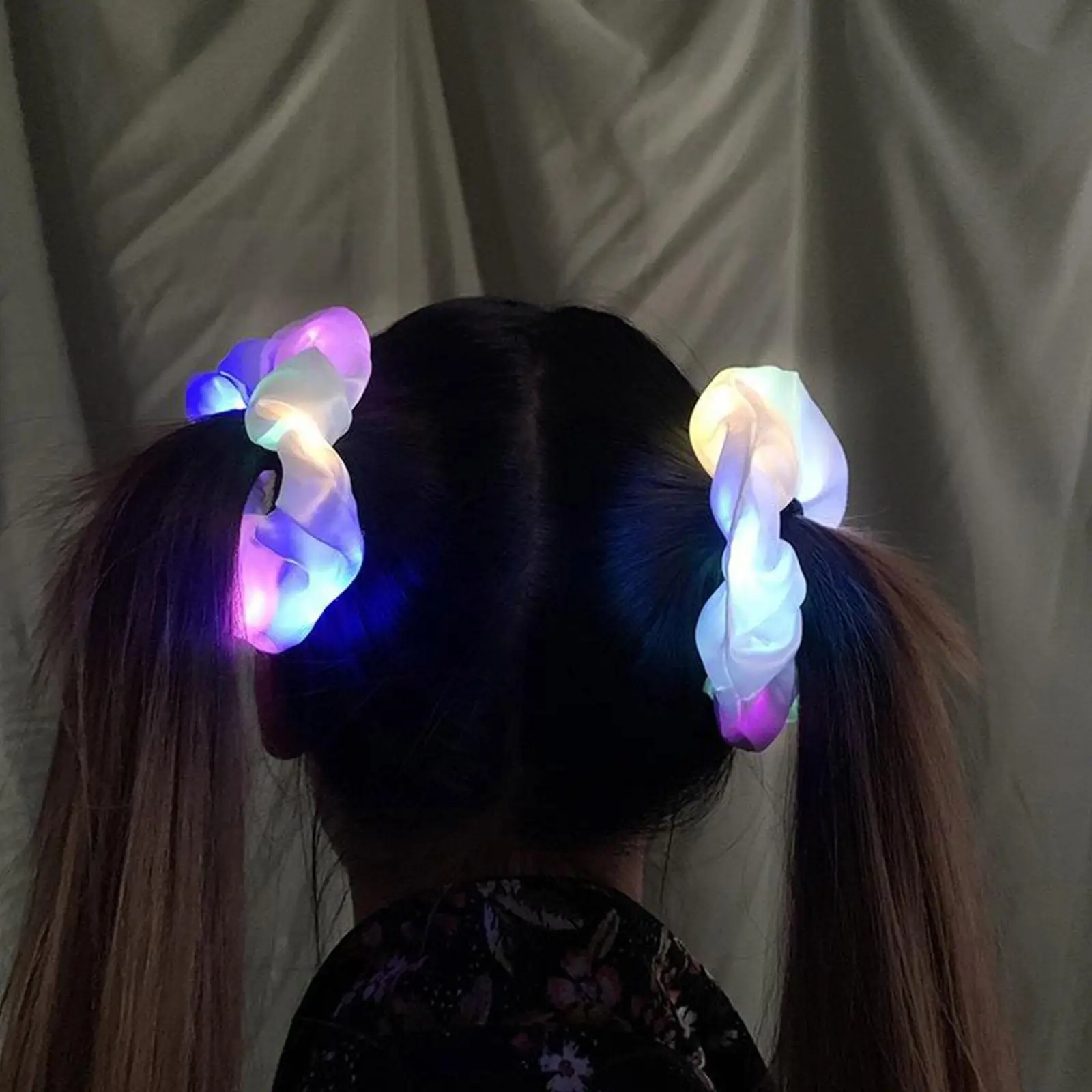 LED Luminous Hair Band Scrunchies Women 2025 Girls Ponytail Rubber Band Glow new In The Dark Hair Ties LED Headband Hair Accessories