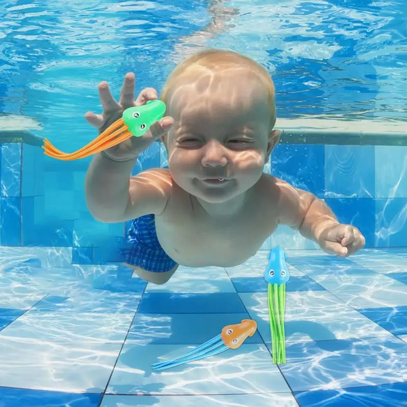 Dive Toys For Pool For Kids Underwater Swimming Toys Colorful Shark Fishbone Jellyfish Torpedo Underwater Games Throw Toy Diving