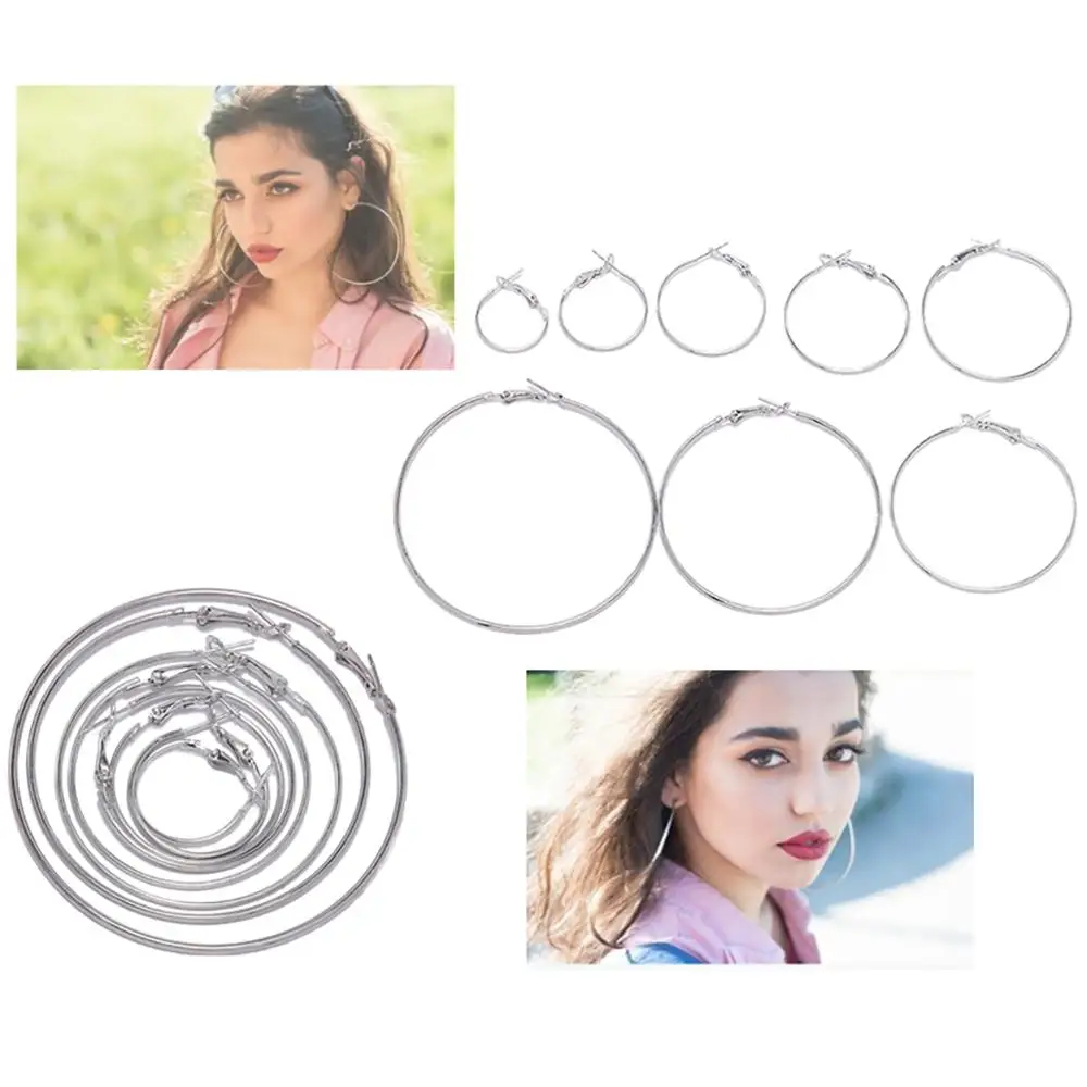 10Pcs/Lot 30 new 40 50 60 70mm Gold Round 2025 Big Hoop Earrings Accessories Exaggerated Hoop Ear For DIY Jewelry Making Finding