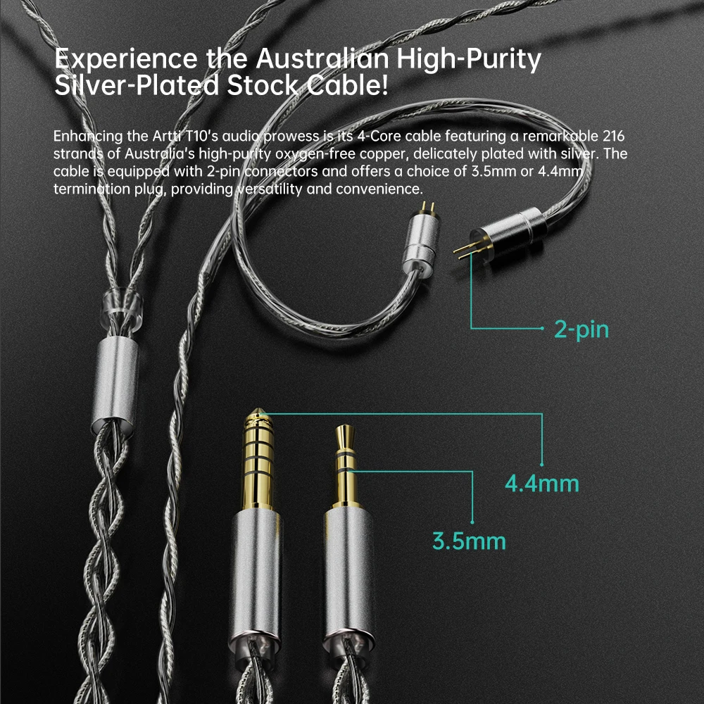 ARTTI T10 HIFI Planar Wired Best In Ear IEMs Earphone 14.2mm Driver Stereo Bass Monitor Headphone with 0.78 2pin 4.4/3.5mm Cable