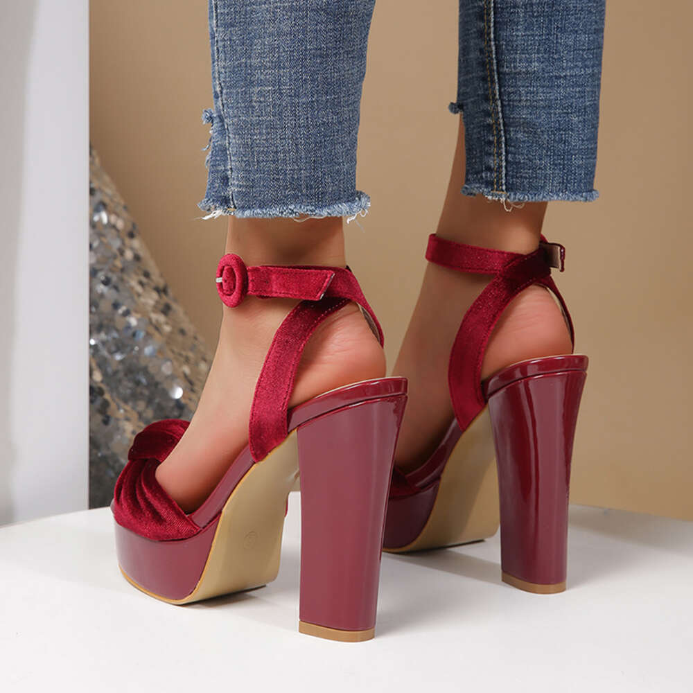 Summer Sweet Wind Bow Japanese Character Button Thick Bottom Waterproof Platform High Heel Sandals for Women ddmythur