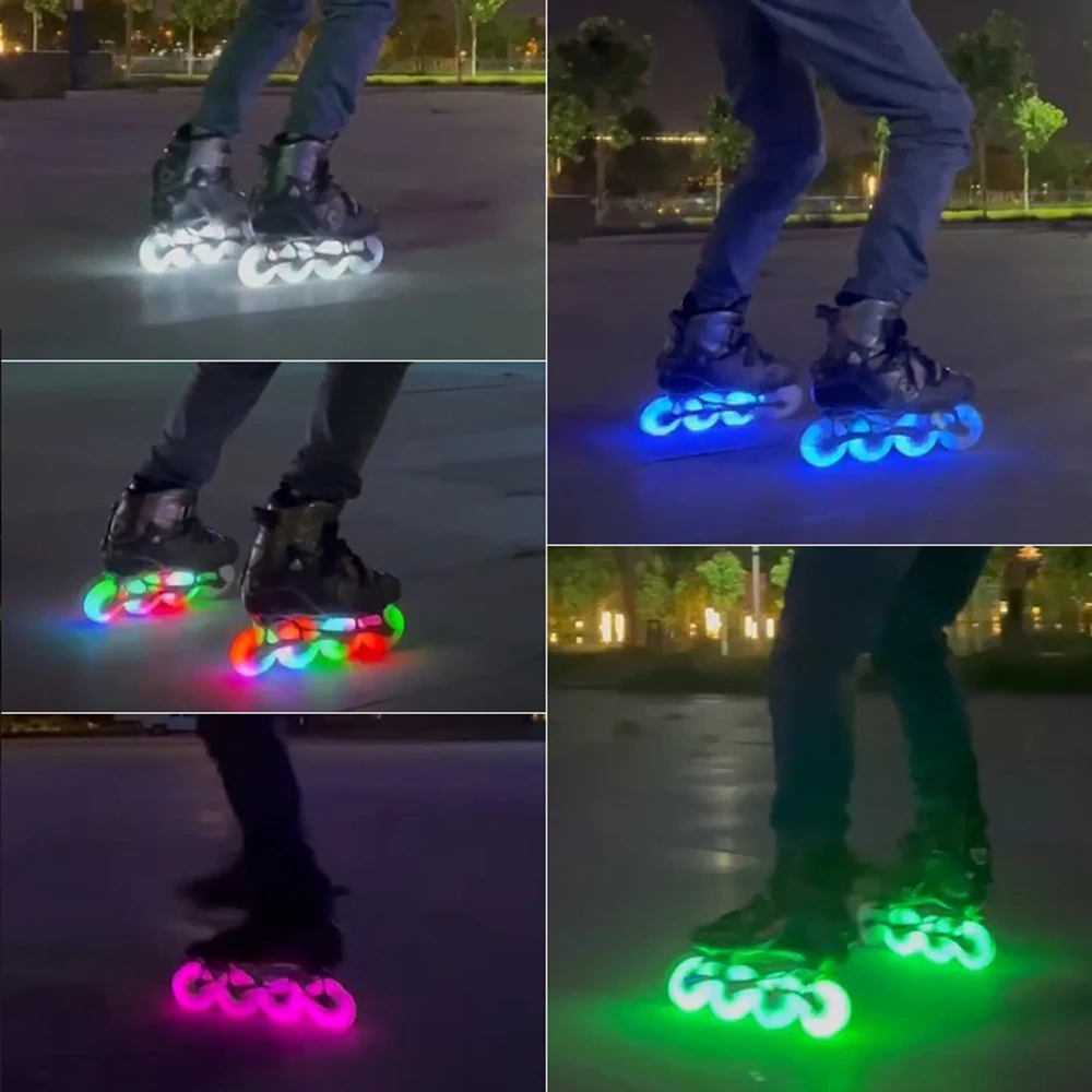 6pcs 2025 LED new Flash Wheel 100/110/125mm Speed Skates Roller Skates PU Tyres
