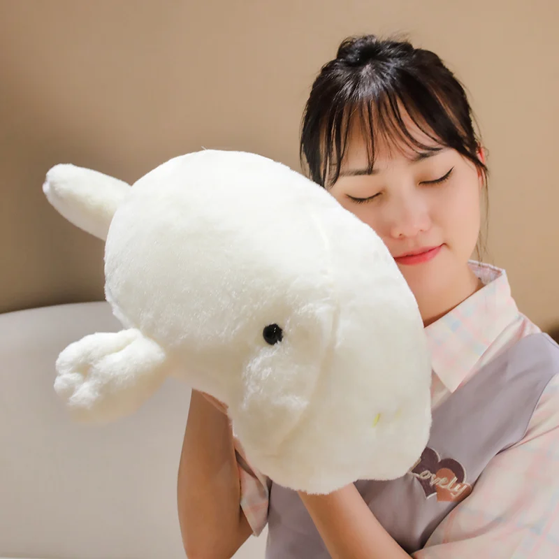 50cm White Lifelike Manatee Doll Plush Toy Stuffed Soft Dugong Pillow Sea Animals Toys for Girls Gift Aquarium Souvenir