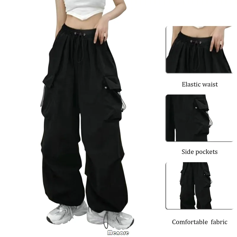 Y2k Cargo Pants Women Streetwear Casual Wide Leg Pants Haruku Vintage Solid new Baggy Straight 2025 Trousers Ladies Oversize Sweatpants