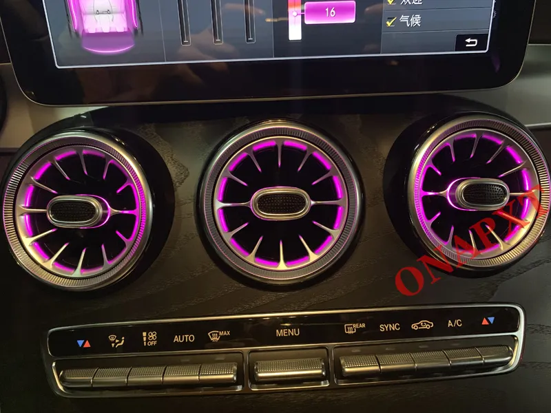 3/64 Color For Benz C W205 GLC X253 Coupe For AMG Car Dashboard Nozzle Air Vent Foot Lamp Door Speaker Tweeter Led Ambient Light