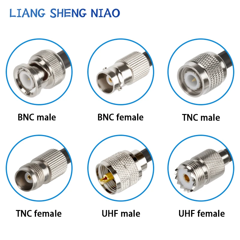 BNC to UHF PL259 Male Plug & SO239 Female Jack to BNC Male Connector crimp RG58 cable Wire Terminal RF jumper pigtail 0.3m~50m