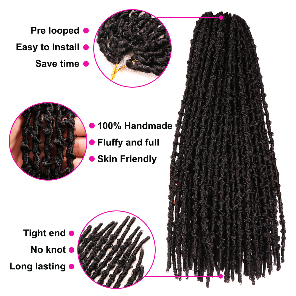 Dansama Synthetic 18inch Butterfly Locs Crochet Hair Soft Locs Crochet Braids Handmade Distressed Faux Locs Hair Extension