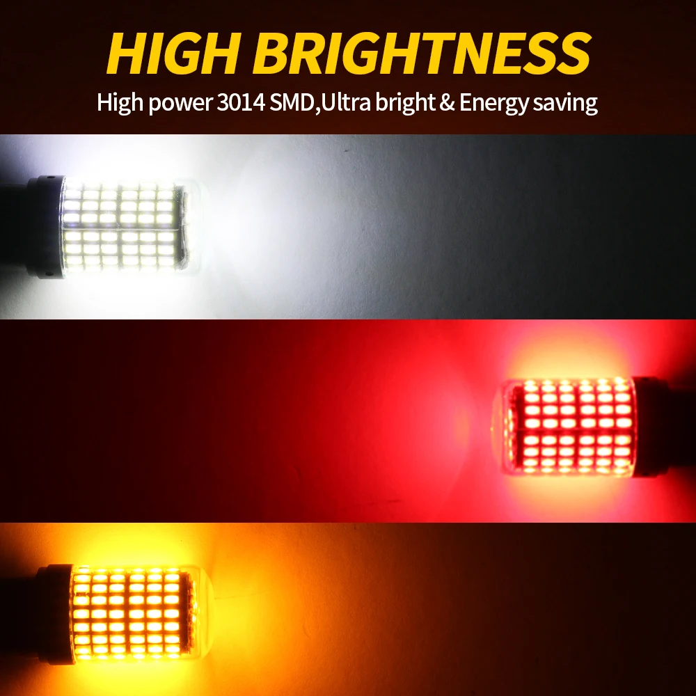 Oprah 2PCS High Power Car LED Light 1156 PY21W 1157 BAY15D P21/5W 3014 144 SMD Canbus Front/Rear Turn Signal Lamp Reserve Light