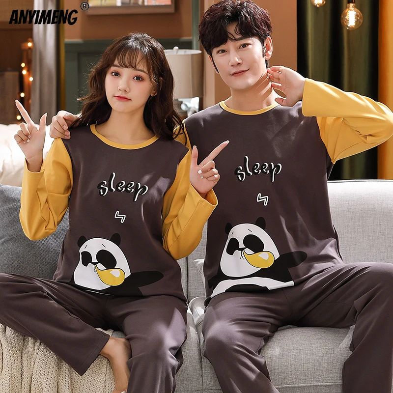New Pama Trendy Pyjamas Cute Seal Printing for Lovers new Autumn Winter Big Size Young Couple's Loungewear 2025 His and Hers Clothes