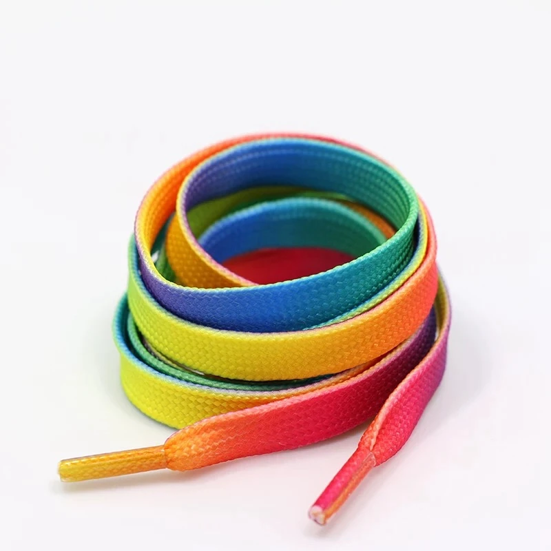 1Pair Colorful Shoelaces Rainbow Gradient Print Flat Shoe laces Chromatic Colour Sneakers Shoelace 80CM/100CM/120CM BC-1