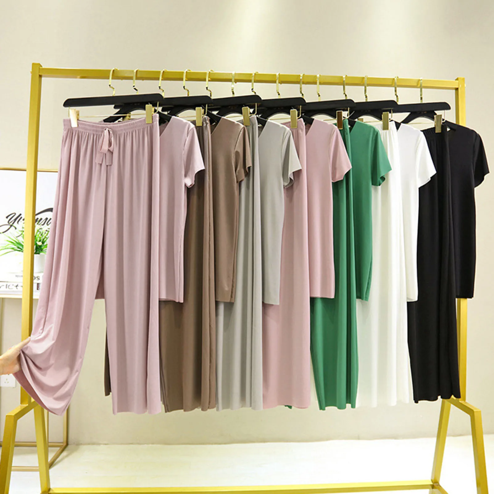 new 2 Pcs/Set Summer T-shirt Pants Set Trendy Drawstring Women Top Trousers Set 2025 Soft Lady Top Pants Set Women Clothing