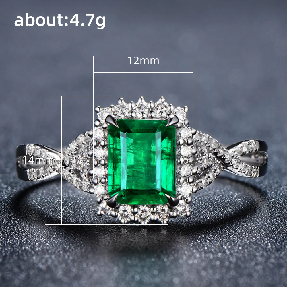 2024 Gorgeous Square Shaped Green Cubic Zirconia Wedding Ring for Women Anniversary Party Temperament Accessory Trendy Jewelry
