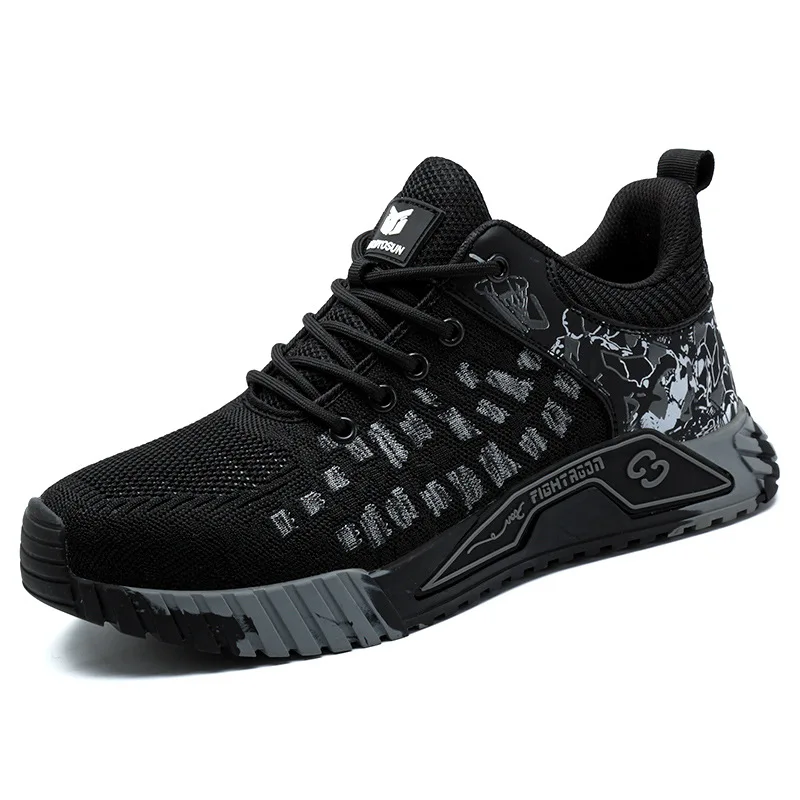 All 2025 Seasons Men's Safety Shoes Flying Woven Breathable Sneakers Steel Toe new Cap Impact Proof Puncture Proof Zapatos De Seguridad