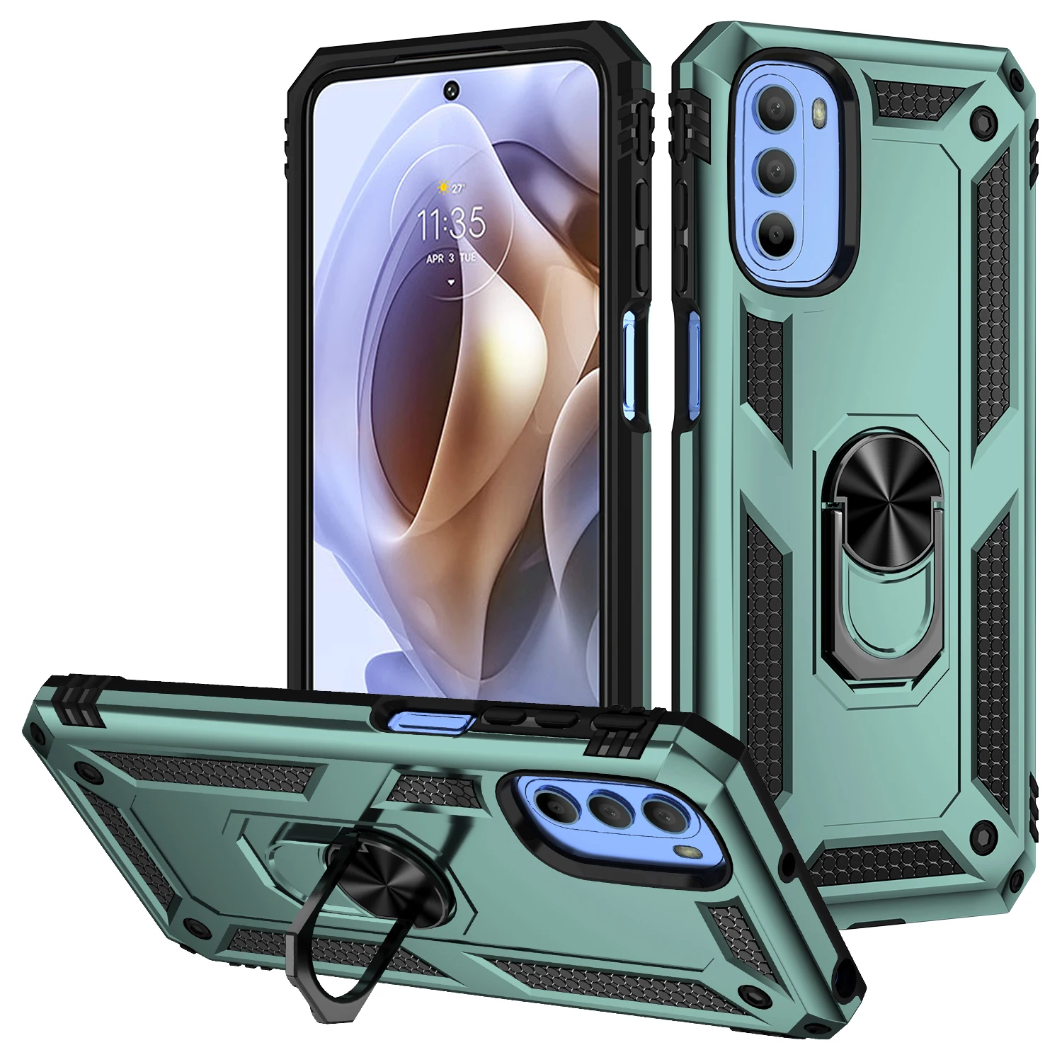 Case for new 2025 Motorola Moto G31 G41 Shockproof Bumper Armor Protective Magnetic Holder Ring Case Cover for Moto G 31 41