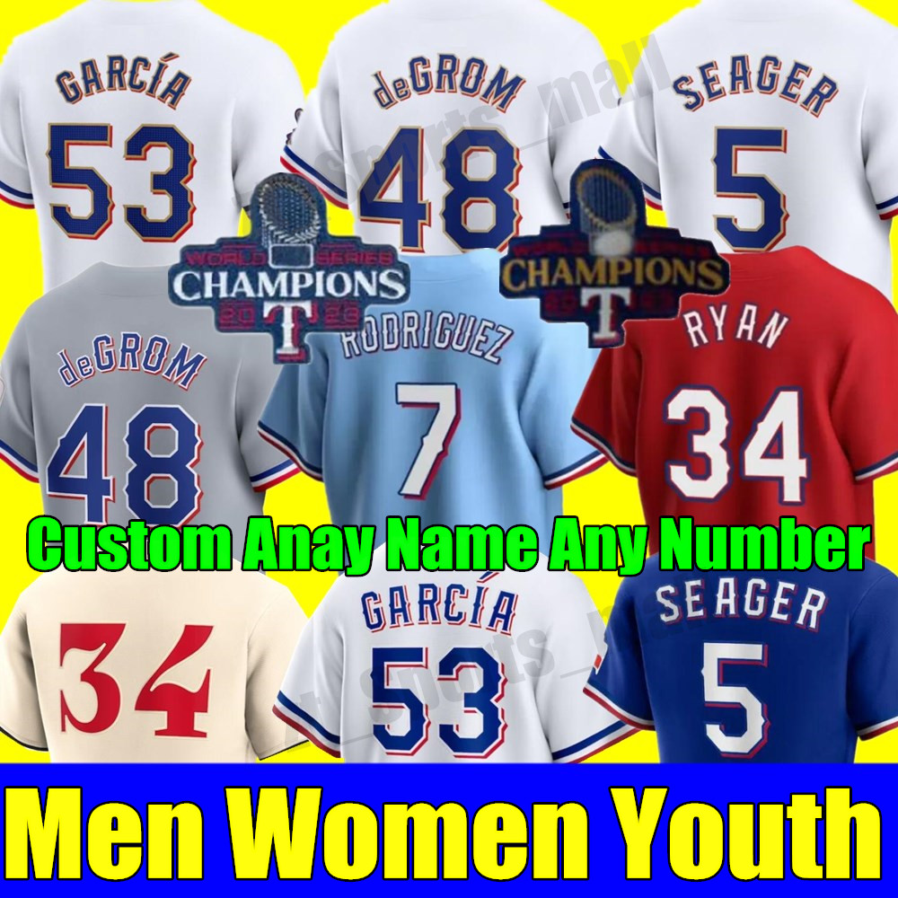 S-4XL 2024 Gold Collection Jerseys Jacob deGrom Corey Seager Marcus Semien Texas Josh Smith Adolis Garcia Kole Calhoun Nolan Ryan Rangers Max Scherzer Men Women Youth