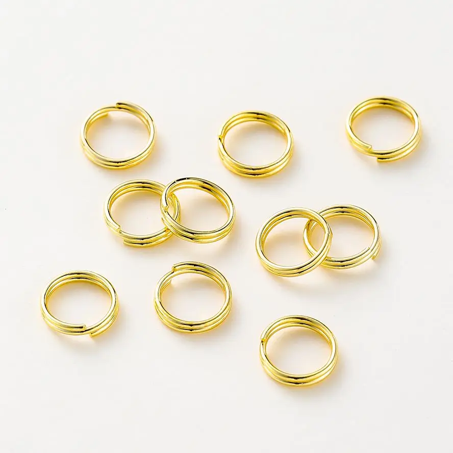 50pcs/lot 4-8mm 14K 18K Gold Plated Brass Double Loops Keyring Jump Rings Split Ring Connectors For DIY Jewelry Making Findings