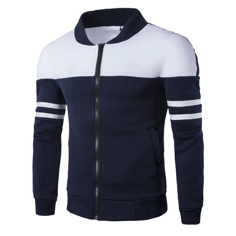Casual Men's Autumn Winter Zipper Jackets Sportswear Patchwork Long Sleeve Coat Fashion Streetwear Outdoor Jackets
