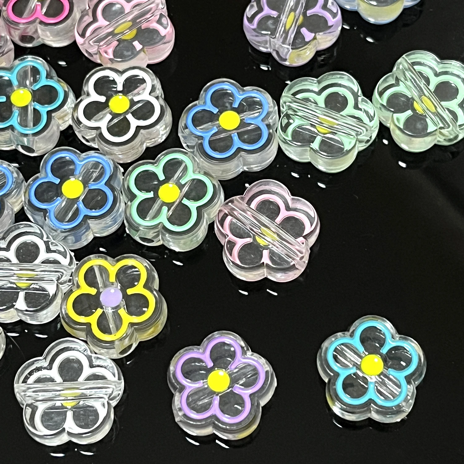 5-20pcs 19mm Sunflower Acrylic Beads Transparent Loose Spacer Beads For Needlework DIY Bracelet Necklace Jewelry Making Suppies