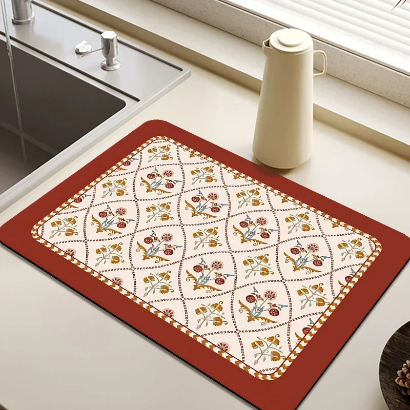 Kitchen Dish Drainer Drying 2025 Mat Drain new Pad Absorbent Dinnerware Tableware Mat Cup Placemat Countertop Drainer Rug Tapis Cuisine