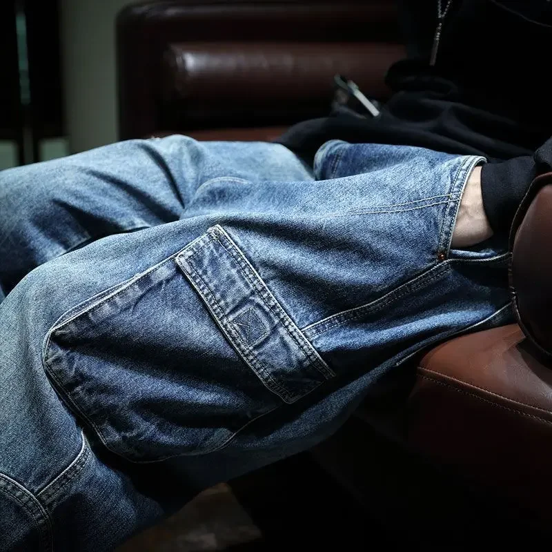 Extra Long Summer and Autumn Jeans Tall Mens Thin Stretched Plus Size Oversized Slim Fit High Waist Denim Trousers G114