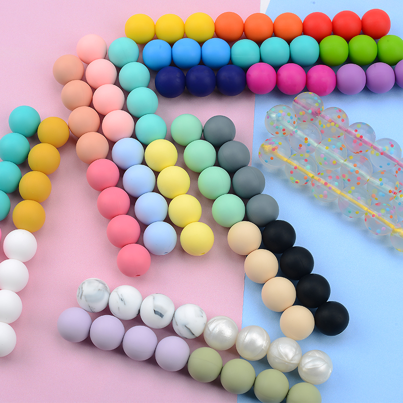 100pieces/lot Silicone Beads Baby Teething Beads 15mm Safe Food Grade Nursing Chewing Round Silicone Beads