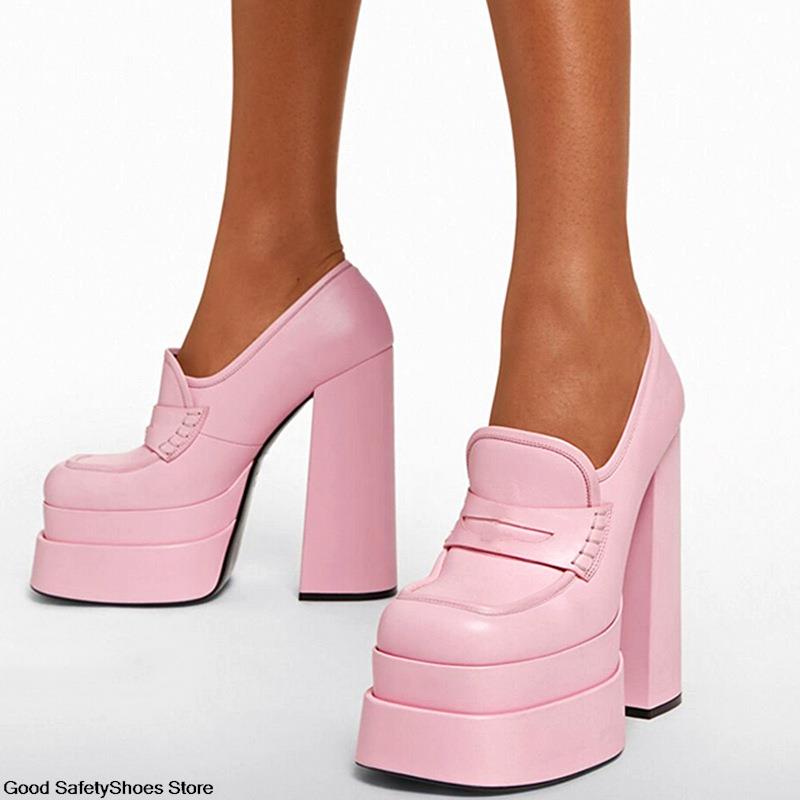 High Brand Heels 2023 Platform Women Pumps Office Lady Chunky Punk Gothic Y2K JK Shoes Loafer Female Size35-42 99ea