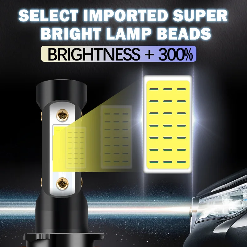 new 2pcs 360degree H4 Bulb H7 Car Headlight 22000LM 6000K HB3 HB4 9005 H8 H9 H11 2025 Bulb Led Auto Front Lamp 12V Turbo Fan Fog Light