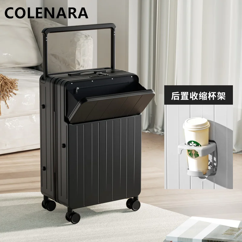 COLENARA 20"22"24"26 Inch The New Luggage Multifunctional Front Open Trolley Case Men's Boarding Box Large Capacity Suitcase