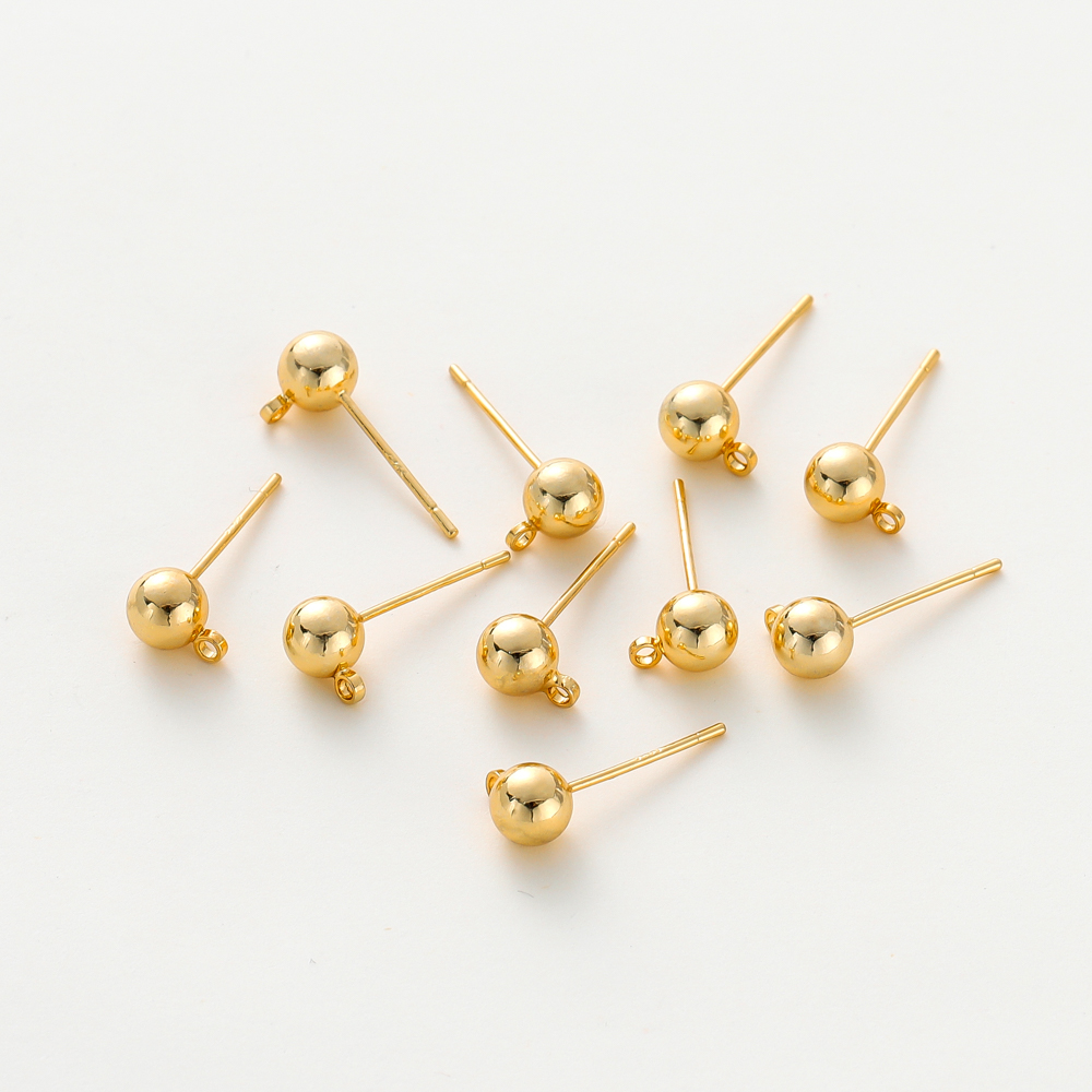 Post Dell'orecchio A Sfera Rotondo In Oro 18K 18K Con Borchie A Telani Per Le S…