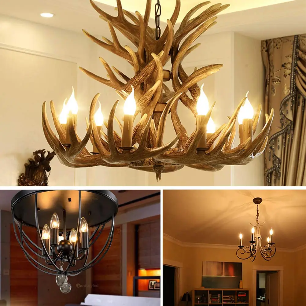Dimmable C22 LED Filament Bulb E14 0.5W Amber Decorative Night Light Candle Light Ampoule Candelabra Chandelier Replacement Bulb
