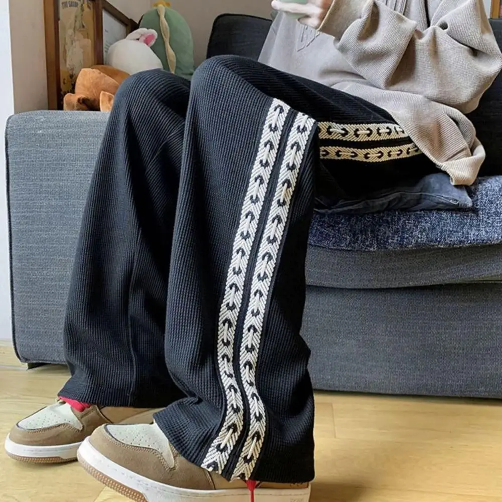 new Men Pants Shrink Resistance Absorb Sweat Casual 2025 Trousers Drawstring Elastic Waist Waffle Grid Spring Sweatpants Men's Clothing