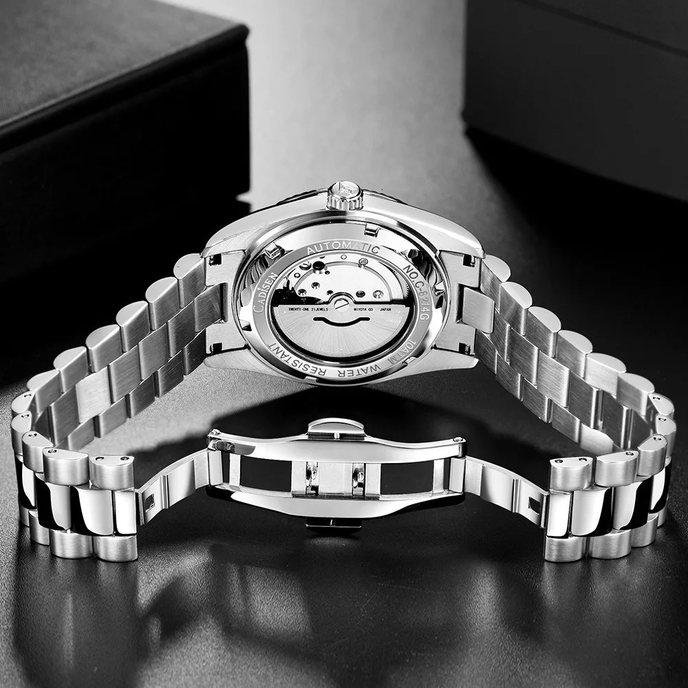 CADISEN ICEBLUE Dial Sapphire Glass Watches Men Japan MIYOTA Movt Men's Watch Mechanical Automatic Diver Clock 240327
