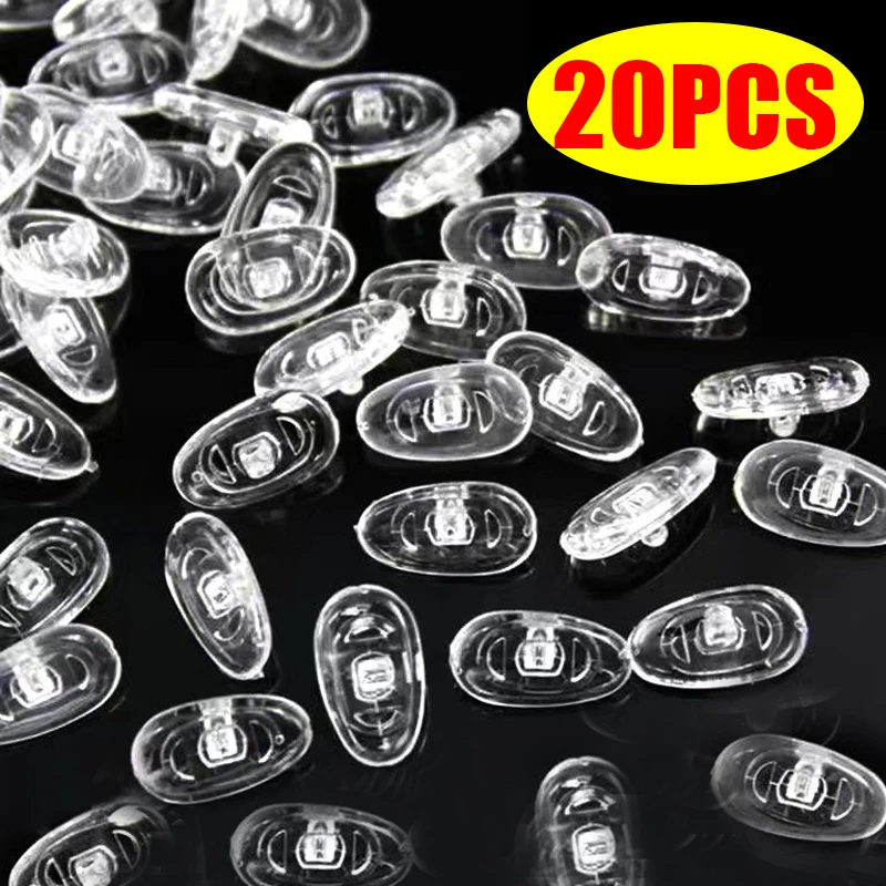 20/10pcs 2025 new Air Bag Oval Nose Pads Anti-slip Silicone Transparent Nose Pad Universal Screw-in Support Nosepad Eyewear Accessories