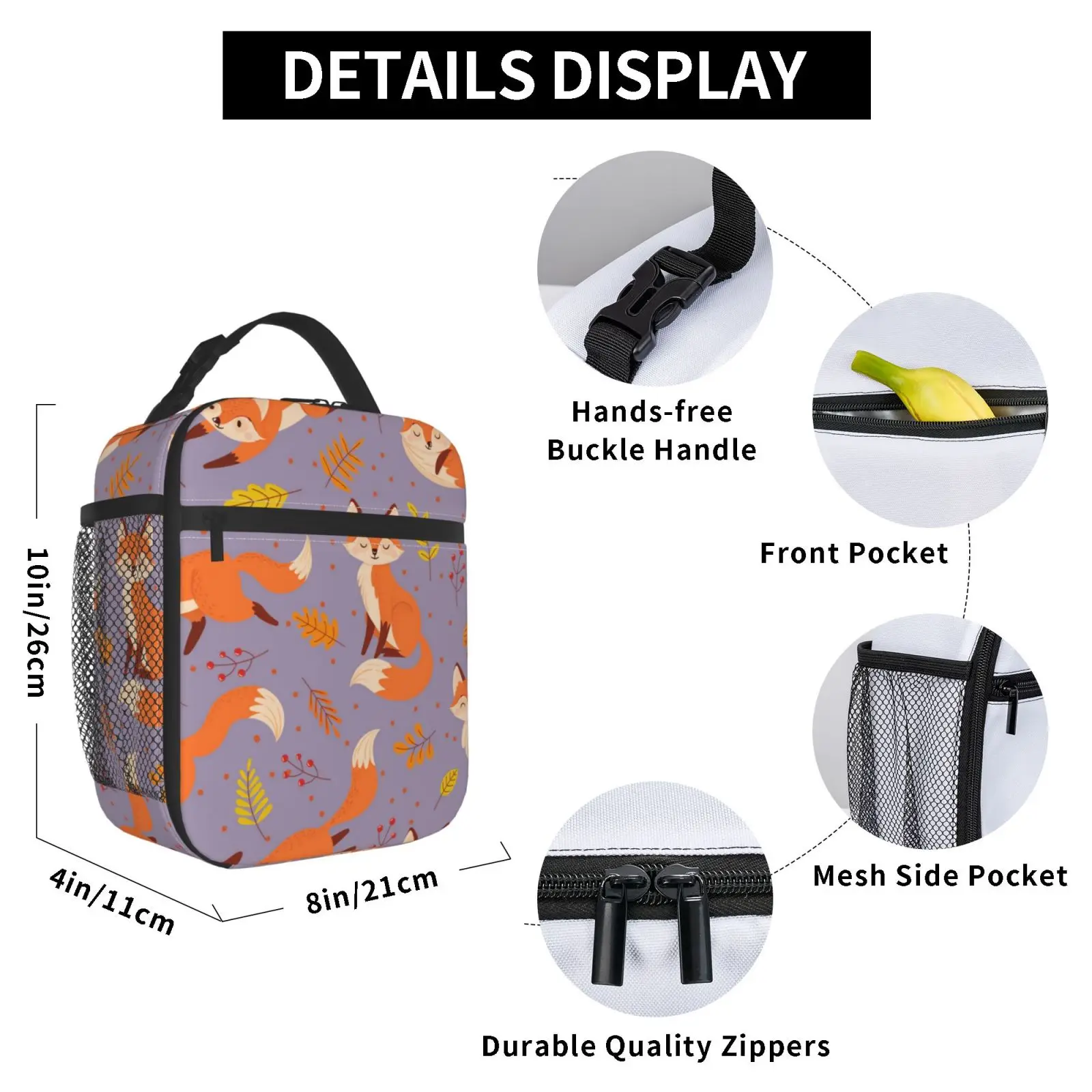 Foxes Autumn Fox Cute Orange Reusable Lunch Box For new Office Work School Picnic Beach Leakproof Cooler 2025 Tote Bag Lunch Bag