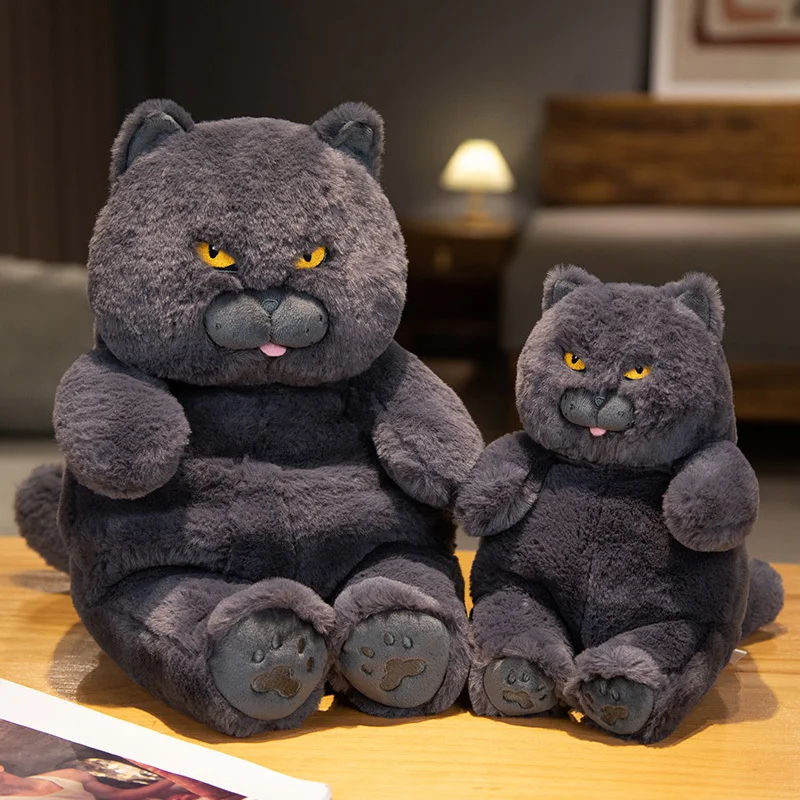 Fat Cat 2025 Plush Stuffed Animals Toy Lifelike Black Cat Toy for Boys and new Girls Children Xmas Birthday Gift