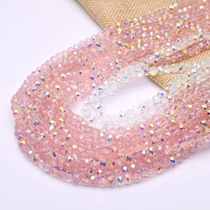 ORIGINAL Pink Crystal Glass Beads new New AB Color Rondelle Crystal Beads 2025 Faceted Loose Spacer Beads For Jewelry Making DIY