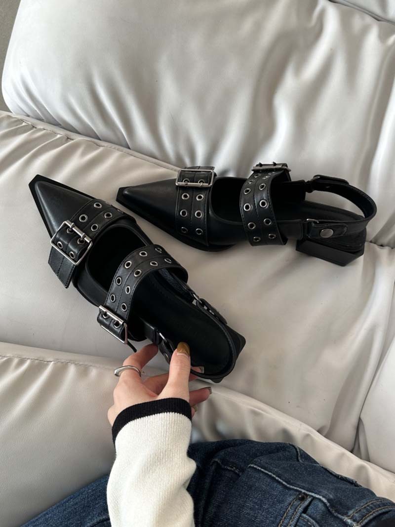 2023 Summer Women's Fashion Sexy Sandals Buckle Pointed Square Sandalias Female Casual Low Heel Shoes