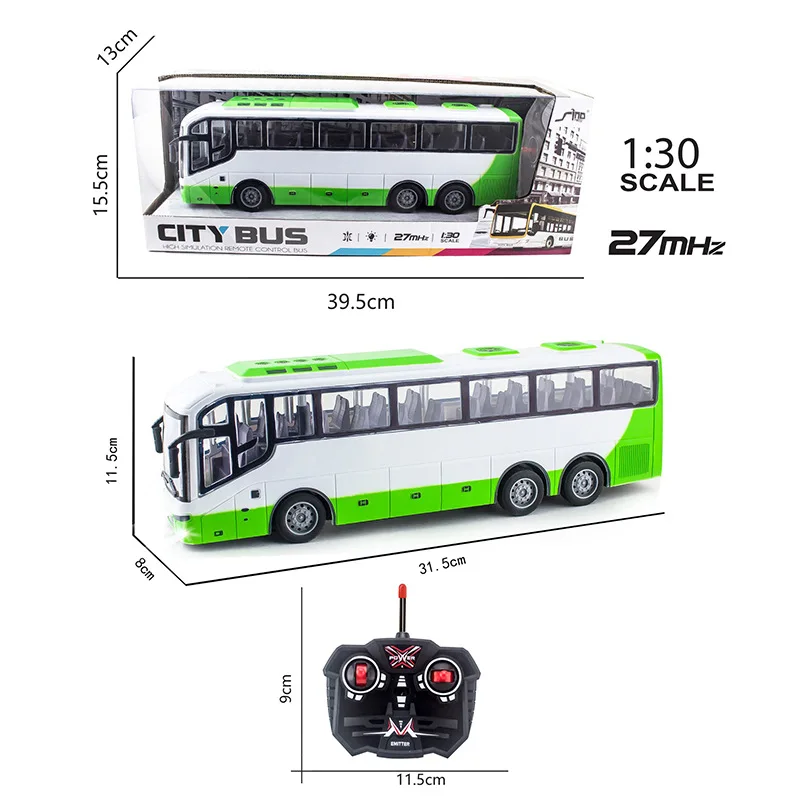 Rc Car Bus Model 1/30 Large School Bus with Light Remote Control Bus Tour Bus Electric Car Toy Model Gift for Kid