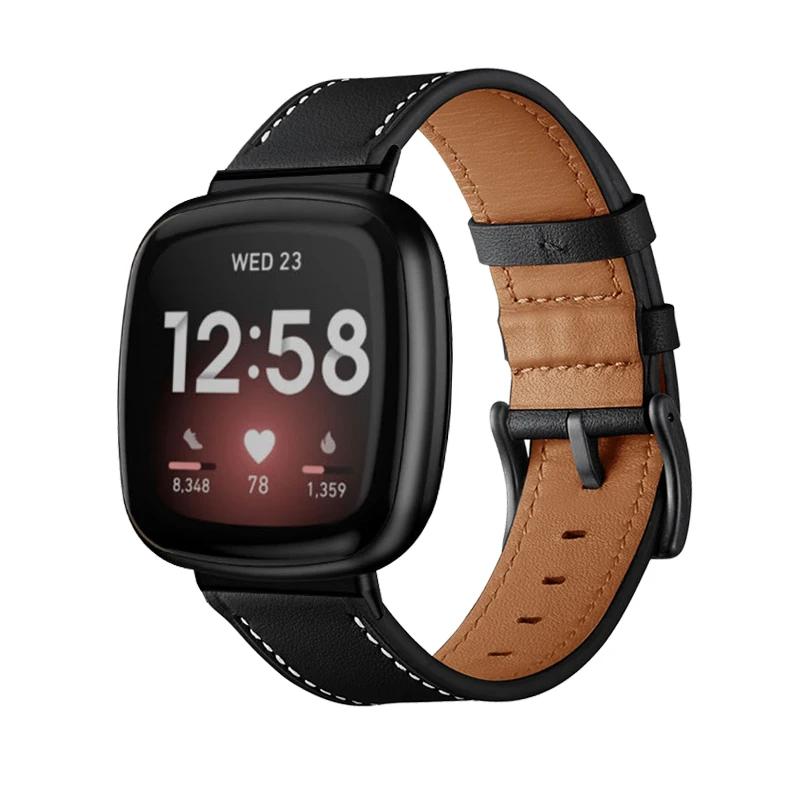 Leather Bracelet Strap For Fitbit Versa 3 4 Sense 2 Band Genuine Leather Smart Watch Strap Replacement Wrist