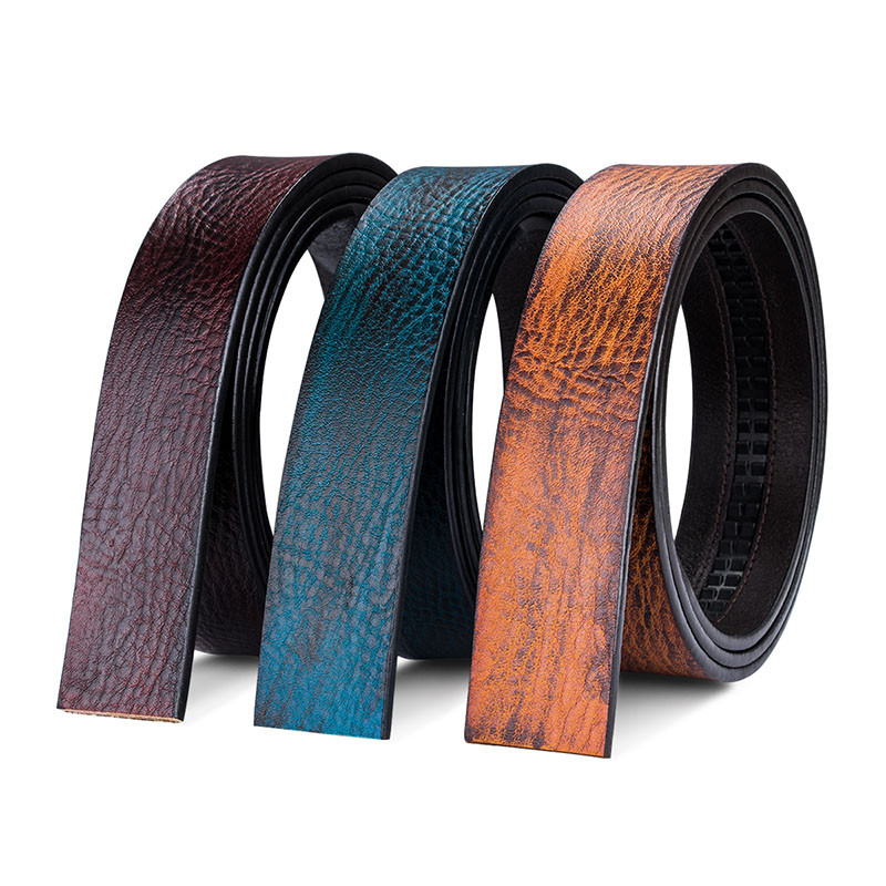 3.5cm Men's Belt without Buckle High Quality Cowskin Genuine Leather Belt no Buckle Automatic Leather Replacement Belt for Mens