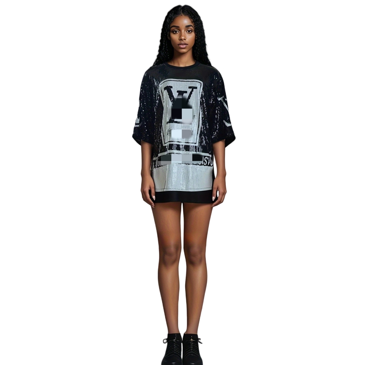 2024 Bling Sequins T-shirt Dresses Women Crew Neck Hip Top Tunic Dress Free Ship