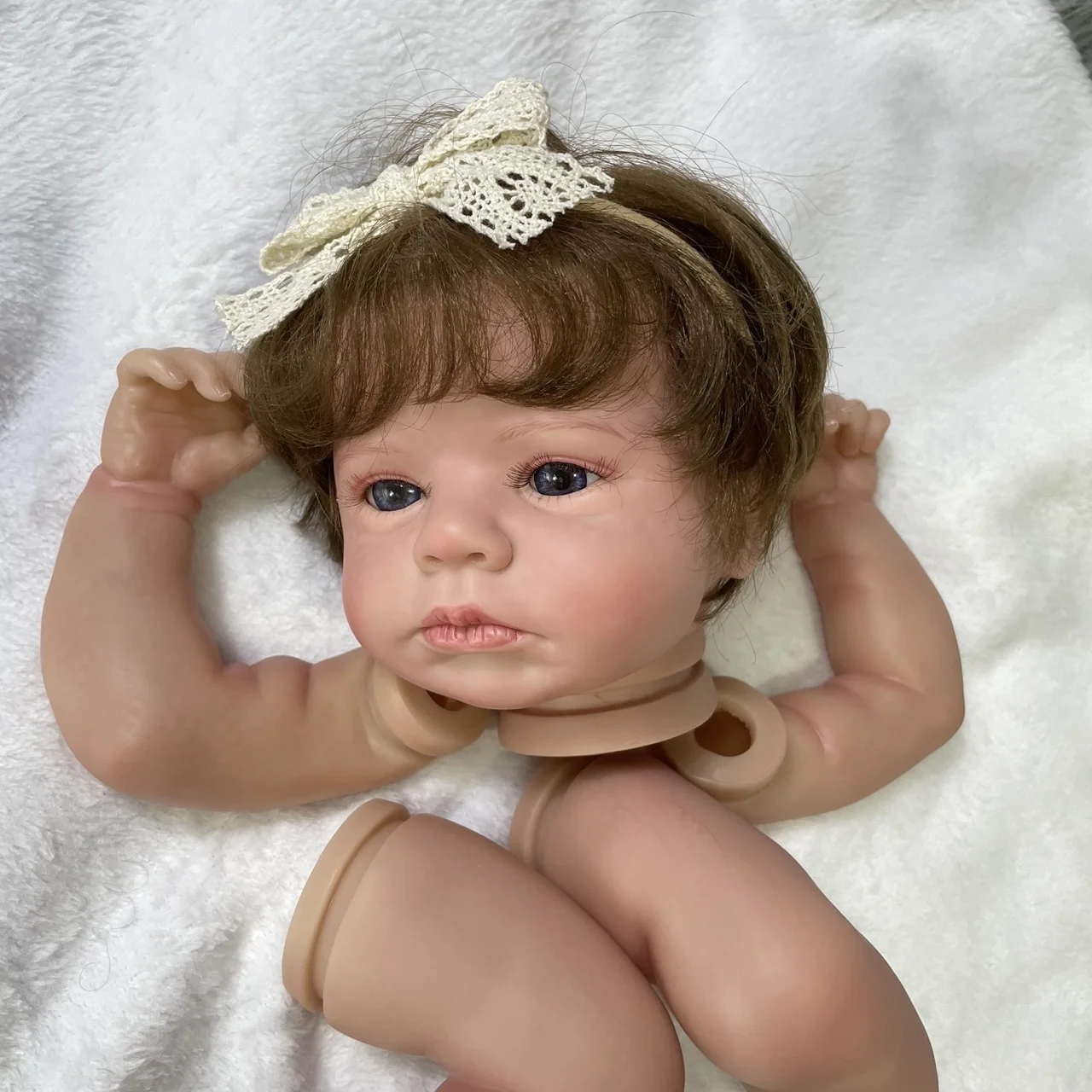 20Inch Already Painted Reborn Doll Kit LouLou Awake Hand-rooted Hair Unassembled DIY Doll Parts new 2025 With Cloth Body Toy Figure lol