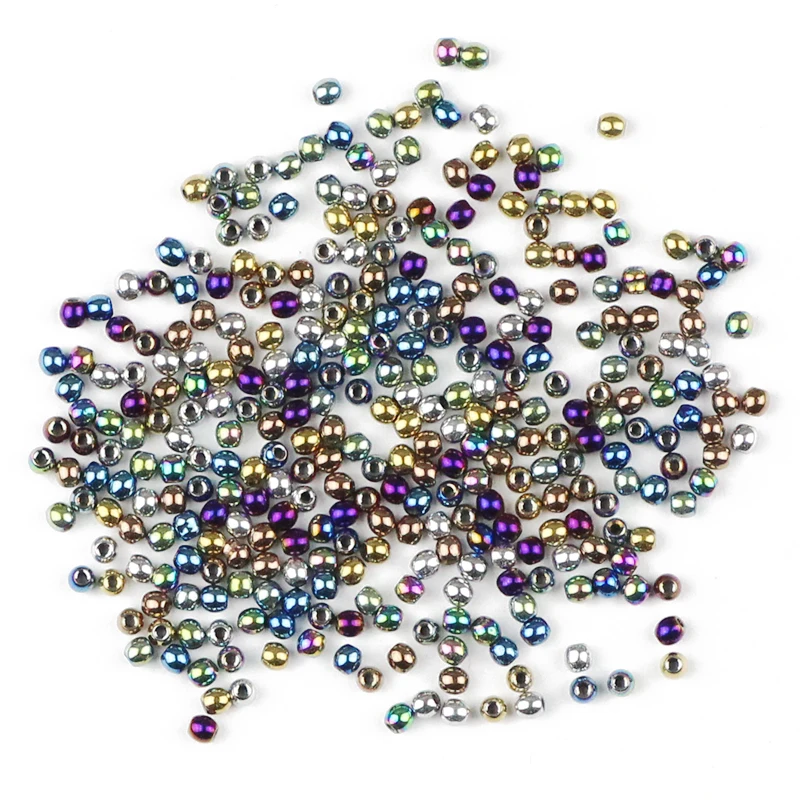 Blue,Gold Color Purple Round Hematite 2mm 3 4 6 Natural Stone Small Spacer Loose Beads For Jewelry Making DIY Bracelet Necklace